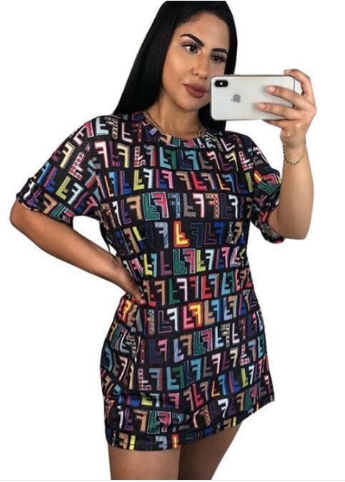 

Fashion Women Causal Beach Dress Sexy Bodycon FF Dresses Women Printed Short Sleeve T shirts Blouse Tee Patchwork Striped Dresses, Black