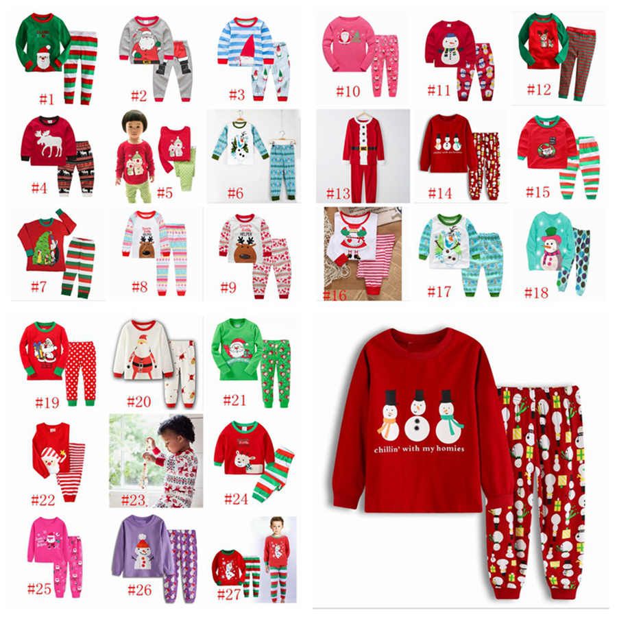 

Baby Christmas Theme Suit 27 Designs Boys Cartoon Santa Claus Striped Casual Outfits Kids Designer Clothes Girls Cotton Printed Sets RRA2221