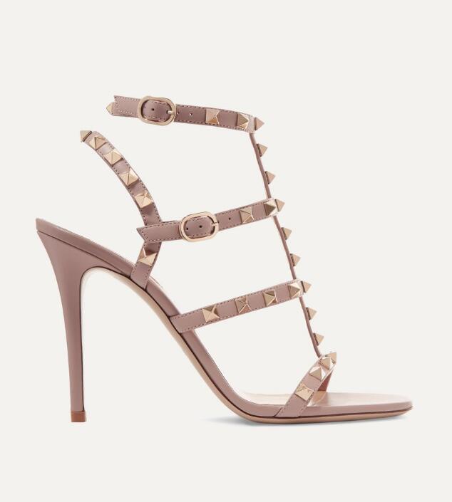 Parfait été rock Stud High Heels Femmes Sexy Sandales cloutées Rivets Boucle Bracelet Strappy Sandalias partie de robe de mariage Spartiates