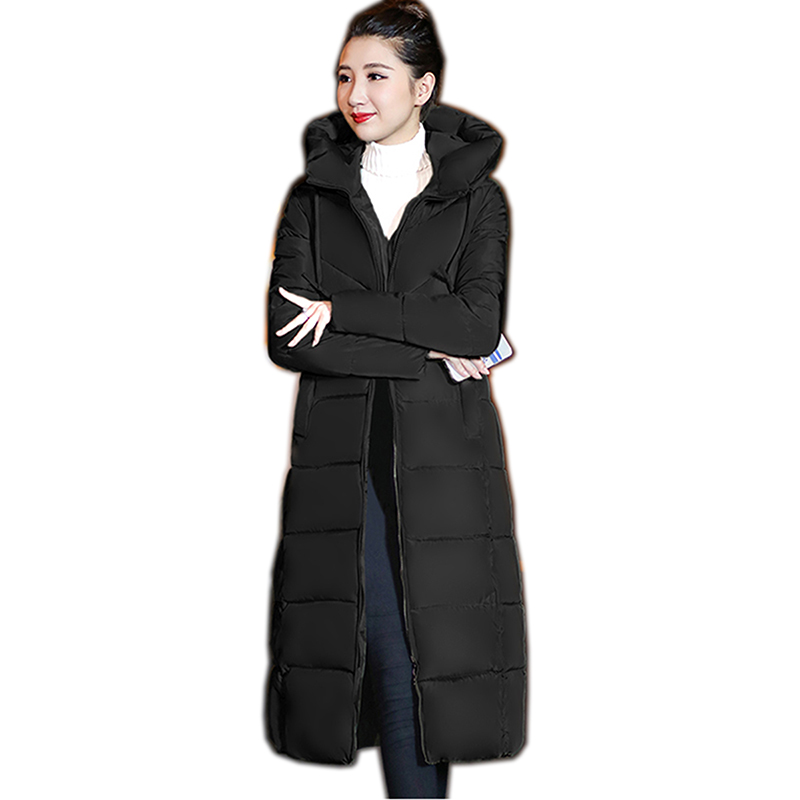 

Plus Size 3XL Down Jackets Tide Fashion Women Winter Coat Long Slim Thicken Warm Jacket Down Cotton Padded Jacket Outwear Parkas, Black