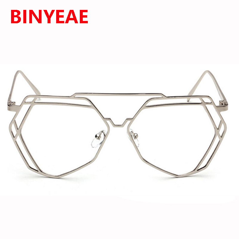 

Wholesale- Polygon Oversized Vintage Glasses Frame 2017 Women old Frames Retro myopia glasses female eyeglasses eyewear