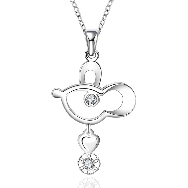 

Plated sterling silver necklace 18 inches Animal shape zircon pendant necklace DHSN572 Top 925 silver plate Pendant Necklaces jewelry