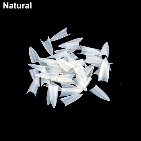 

500 Pcs Sharp Acrylic Faux Nail Tips Nail Art Paint Practice Polish Display Palette, Natural
