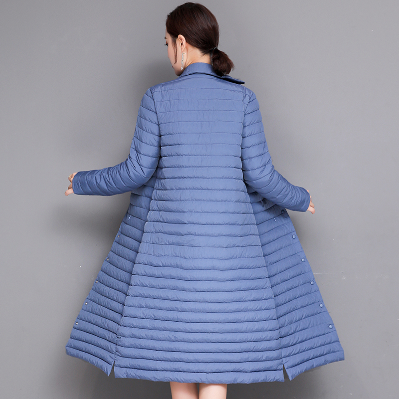 

Ultra New 2020 Light Down Cotton Jacket Women Long Coat Plus Size Winter Brand Stand Collar Lightweight Ultralight Female Coats, Beige