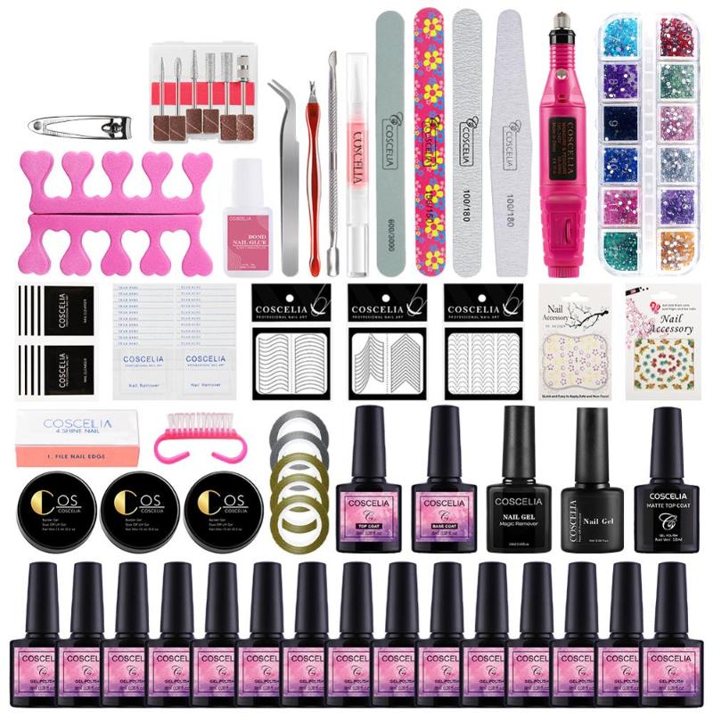 

COSCELIA No Nail Led Lamp Manicure Set for Nail Kit With Drill Machine Polish Kit Acrylic Art Tools Set