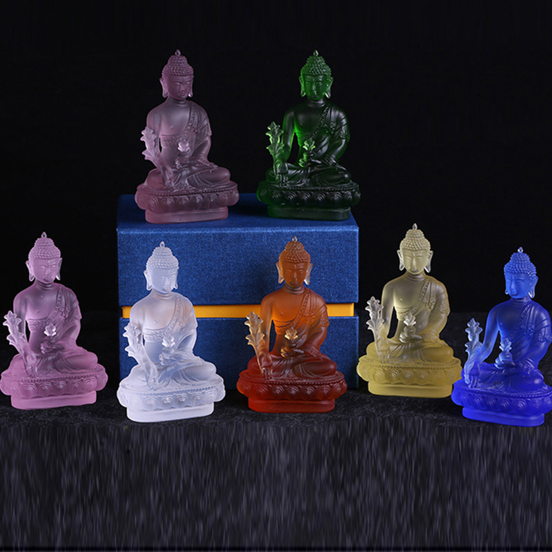 12cm 7colors Top Collection Medicine Buddha Statue of Healing Sculpture in Premium Buddha statue pharmacists lapis home office fengshui-image-546239980