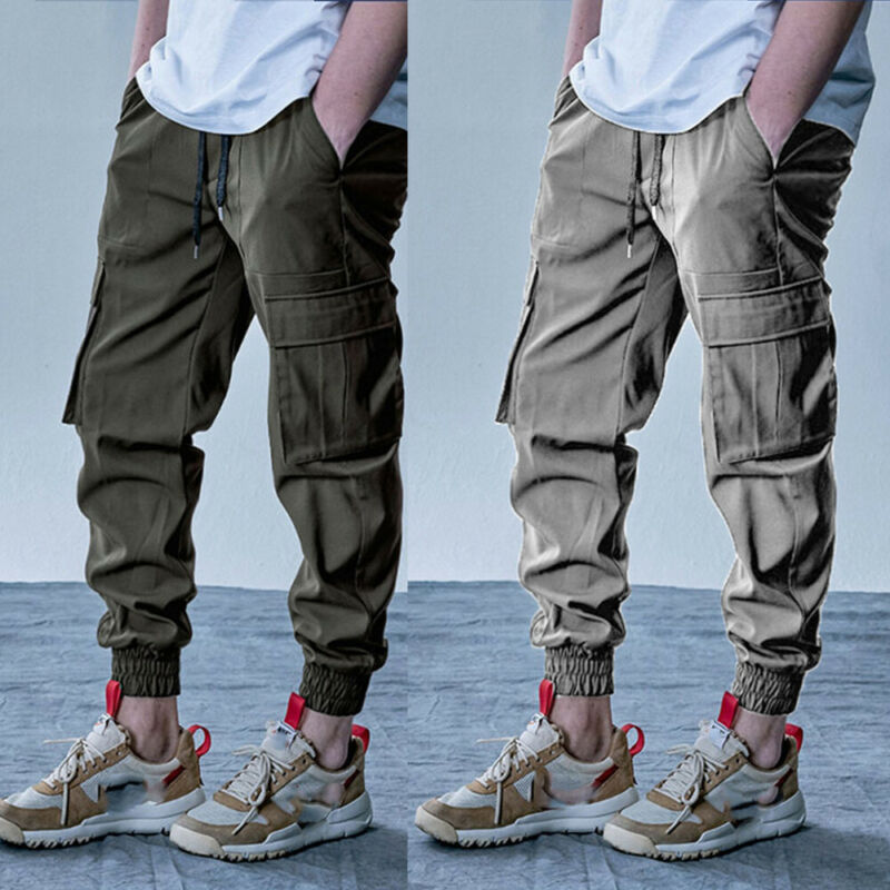 

Men Tactical Cargo Pants Harajuku Joggers Sport Pants Gym Slim Fit Trousers Running Joggers Gym Sweatpants Trousers With Pocket, Black