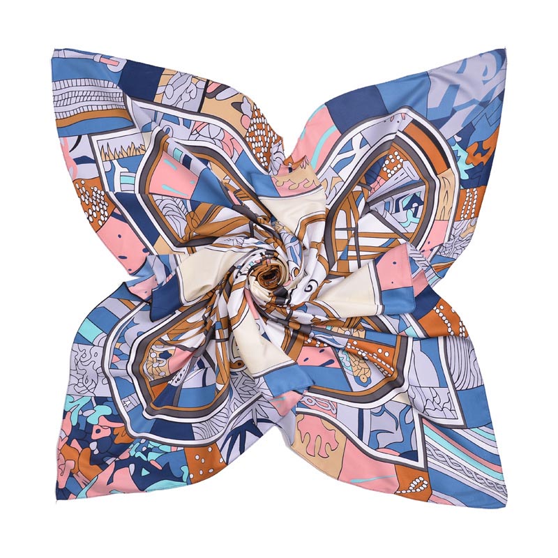 

New Luxury Designer Silk Large Scarf Women Fashion Belt Pattern Satin Square Scarve ladys Design Handkerchief 130x130cm Bandana Silk shawls