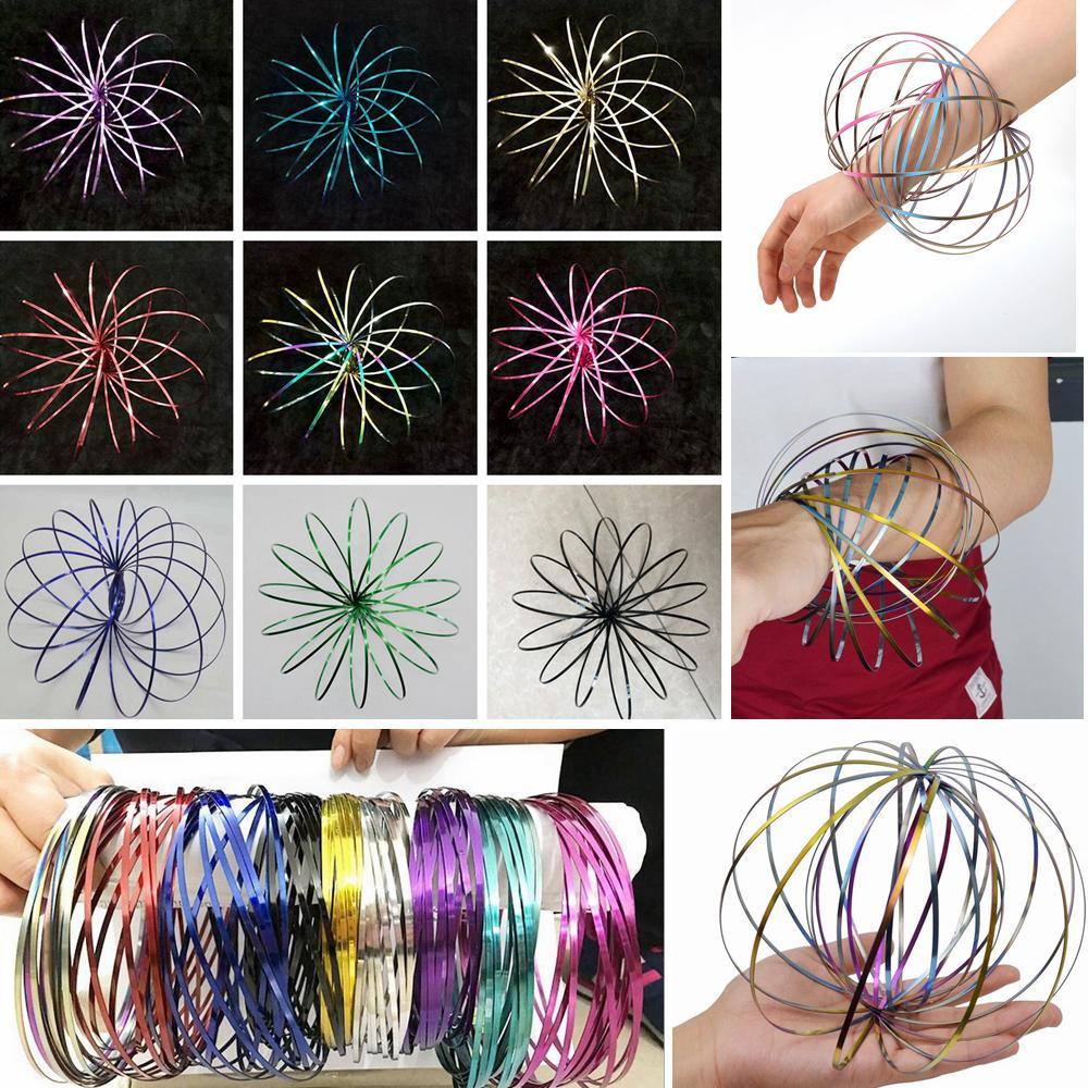 

Colorful Flow Rings Spinner Toroflux Stainless Metal Flow Rings Arm Interactive Cool Toys Kinetic Bracelet Science Educational Tool LJJ_A75