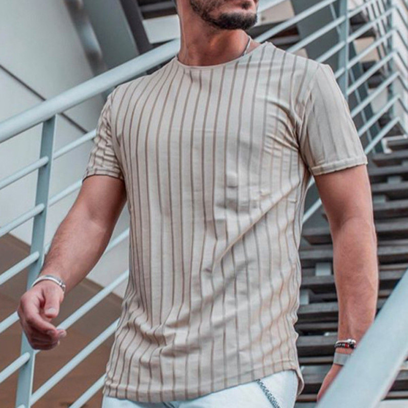 Mens Designer Tshirts Striped Print Short Sleeved Crew Neck Slim Tees Summer Pullover Mixed Color Casual Clothes