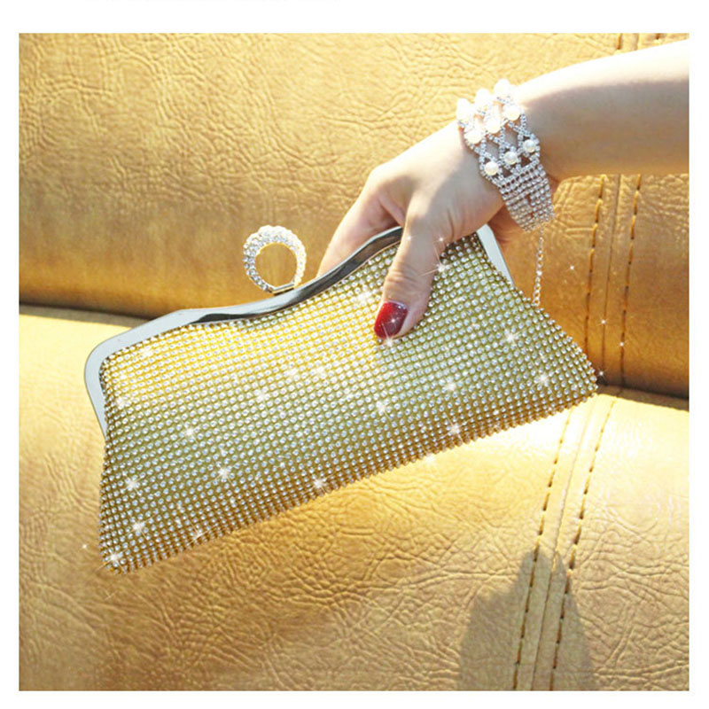 

Gold Female Handbag PurseLuxury Purse Women Rhinestone Evening Clutch Bags Mini Shiny silver party Clutches Bag, Black