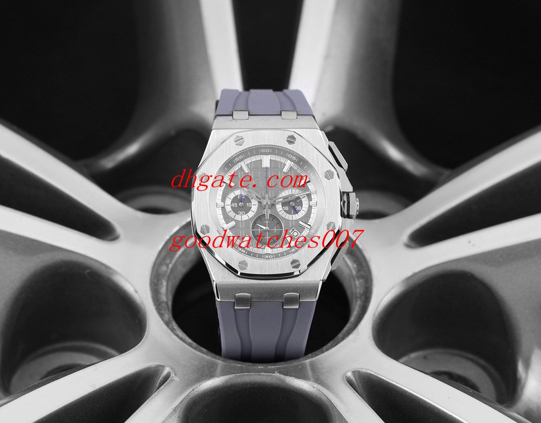 

High Quality Royal Oak Series Men's Watch Watches Black Dial 45mm 26331BC 26331OR VK Quartz Chronograph Working Rubber Strap Bands Mens Wa, Blue