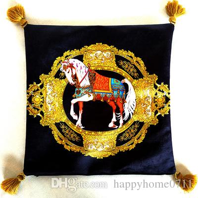

Designer signage creative printing tassel pendant decoration pillowcase cushion cover 35*35cm high quality and comfortable fabric 2020 new