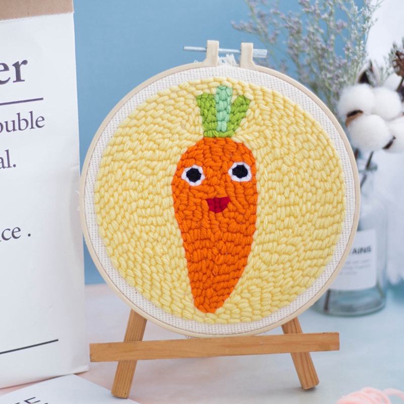 

DIY Cute Carrot Pattern with Embroidery Tool Needlework Set Bag with Embroidery Needle Beginner Wall Artist Home Decoration