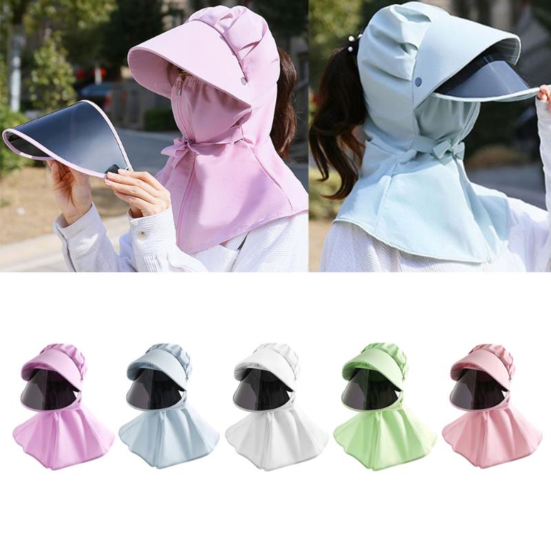 

Sunproof Dustproof Summer Outdoor Sunshade Full Cover Cap Removeable Shield Hats for Adult Children Cycling Caps, Adult white