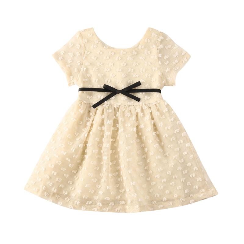 

Party Wear Dresses For Girls 1T-6T Fashion Toddler Baby Girl Dresses Patchwork Solid Bowknot Summer Princess Dress Sweet Clothes, As pic