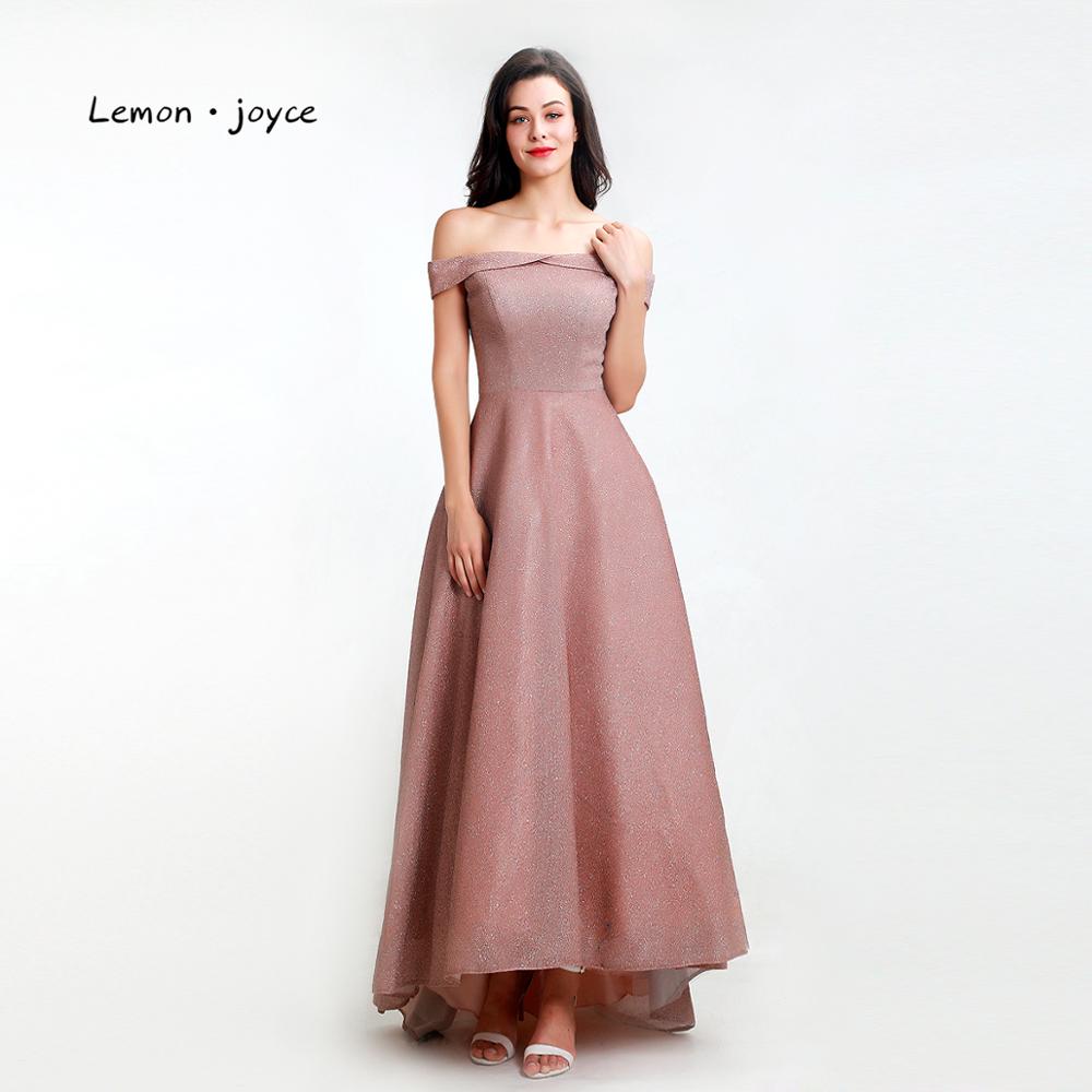 

Lemon joyce Evening Dresses 2019 for Women Off the Shoulder Backless Simple Prom Party Gown Plus Size, Brown