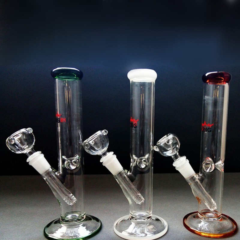

10 inch straight tube bong with bowl green blue glass water pipe tall dab rig oil rig smoking accessories