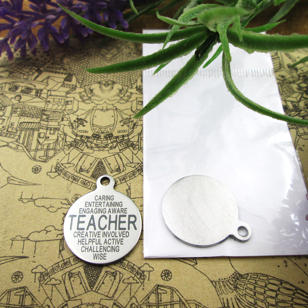 

40pcs--"Caring entertaining engaging aware teacher disc char"stainless steel charms more style for choosing DIY Charms pendants for necklace