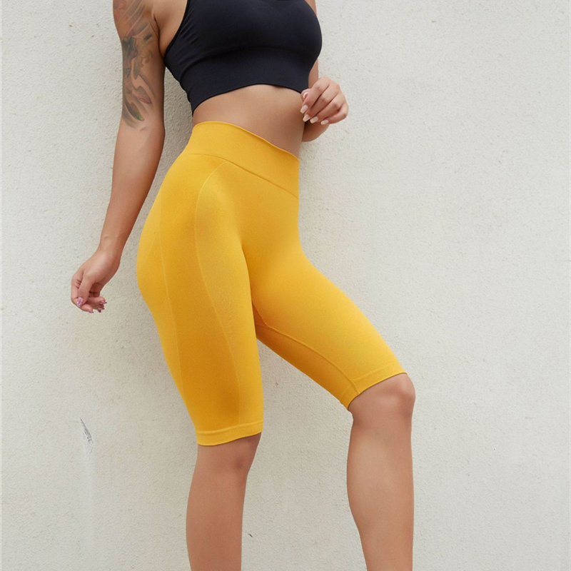 

Seamless Sport Pirate Shorts Women Cotton Elastic Booty High Waist Tummy Control Gym Fitness Leggings Tight Yoga Legging Pant, Black