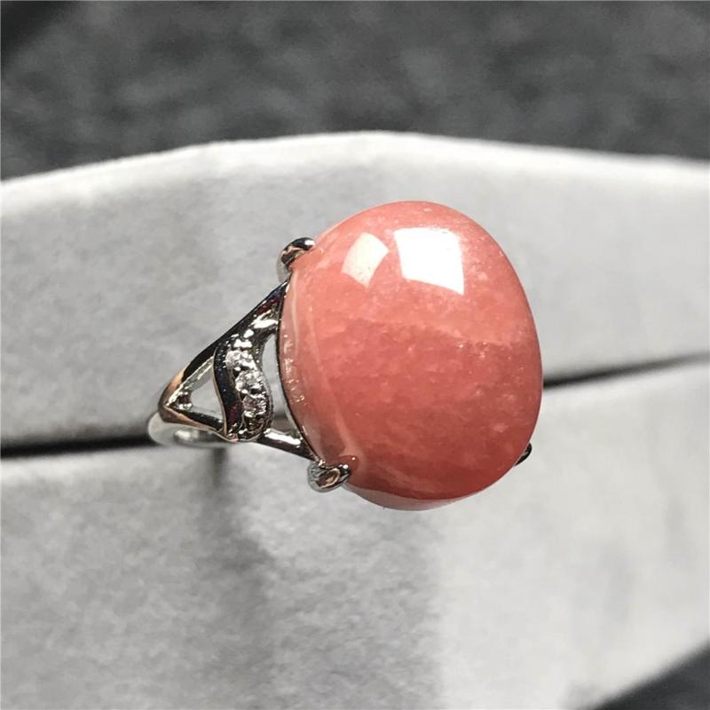 

15x12mm Top Natural Red Rhodochrosite Beads Ring For Woman Man Argentina Silver Crystal Stone Adjustable Size Ring Jewelry