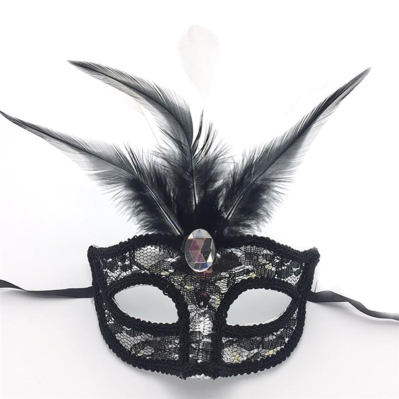 robe fantaisie Halloween Oiseau Noir Plume Masque yeux masque de mascarade