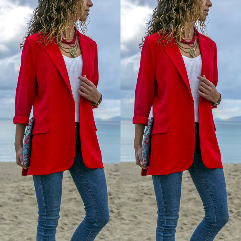 

2019 New Autumn Spring Stylish Women Cotton Blend Slim Business Blazers Women Work Wear Comfortable Suit Outwear, Black