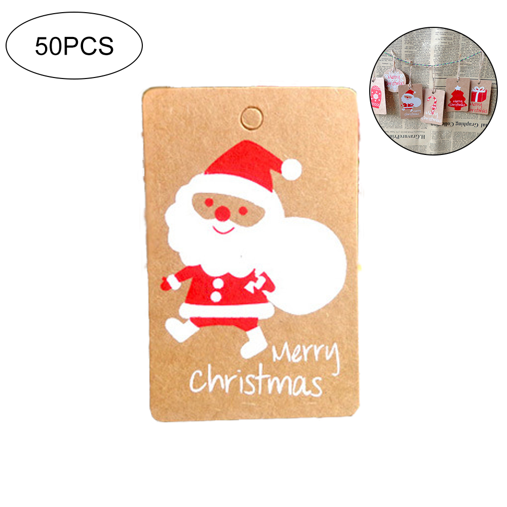 

50Pcs Merry Christmas Gift Tags With Santa Pattern Christmas Tags Labels Luggage Festive Wishes Hanging Present Decoration Wrap