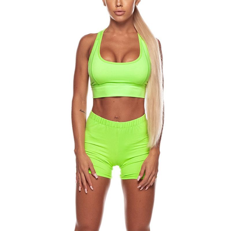 

Women Summer Yoga Sports Suits Sleeveless Crop Cami Tops Blouse+High Waist Cord Shorts Outfits Set Slim Workout Clothing Set, Red