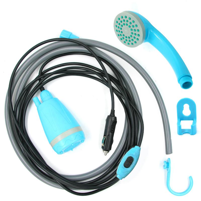 

Portable 12V Electric Outdoor Handheld Shower with Pump for Car Washing Camping Hiking Flowering Garden Plants Watering, Blue