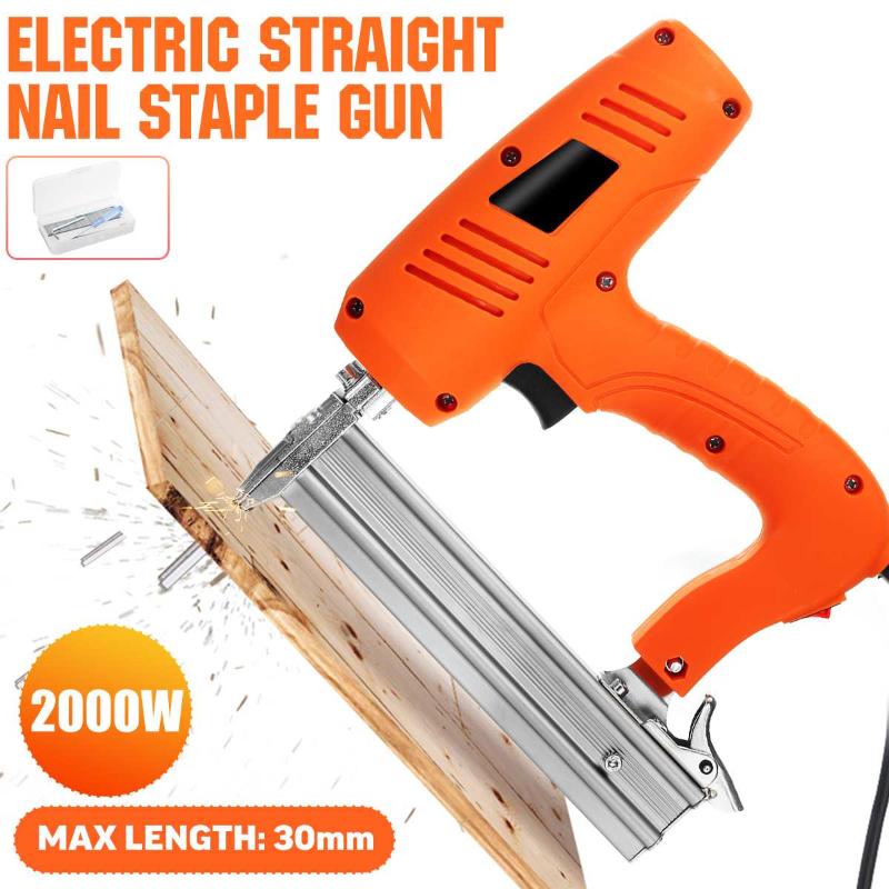 

220V 2000W 10-30mm Electric Straight Nail-Gun Heavy-Duty Woodworking Tool Electrical Staple Nail Portable Electric Tacker Gu