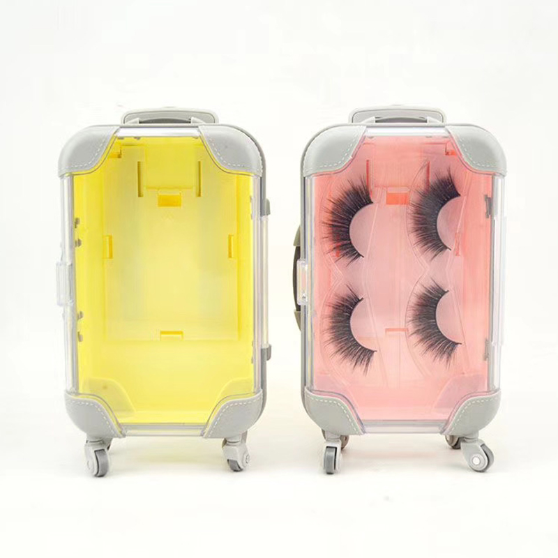 

10pcs False Eyelashes Packaging Box Pink Luggage Lashes Suitcase Mink Lashes Packaging Eyelashes Box Custom Empty