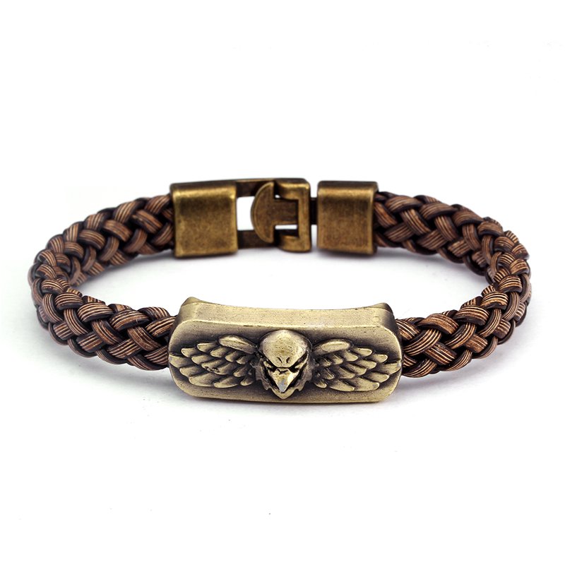 

Brown Color Vintage Eagle Wrap Charm Men Bracelets Sporty Casual Unique Diy Braided Male Chain link Leather Bracelets