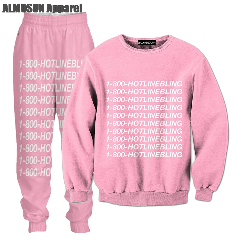 Almosun hotline bling 3d partout empreintes succursales sweatshirts hipster caster cordon de cordon de cordon de sport sport femmes femmes hommes