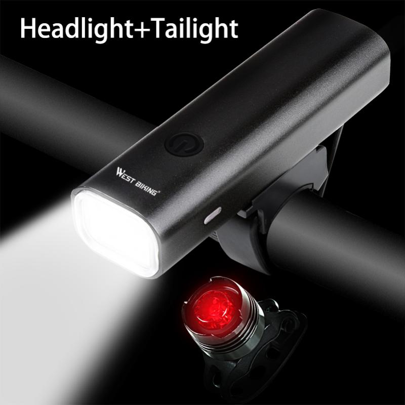 

200 Lumens Bicycle Front Light Set USB Rechargeable MTB Bike Headlight Lamp Taillight Waterproof LED Cycling Light