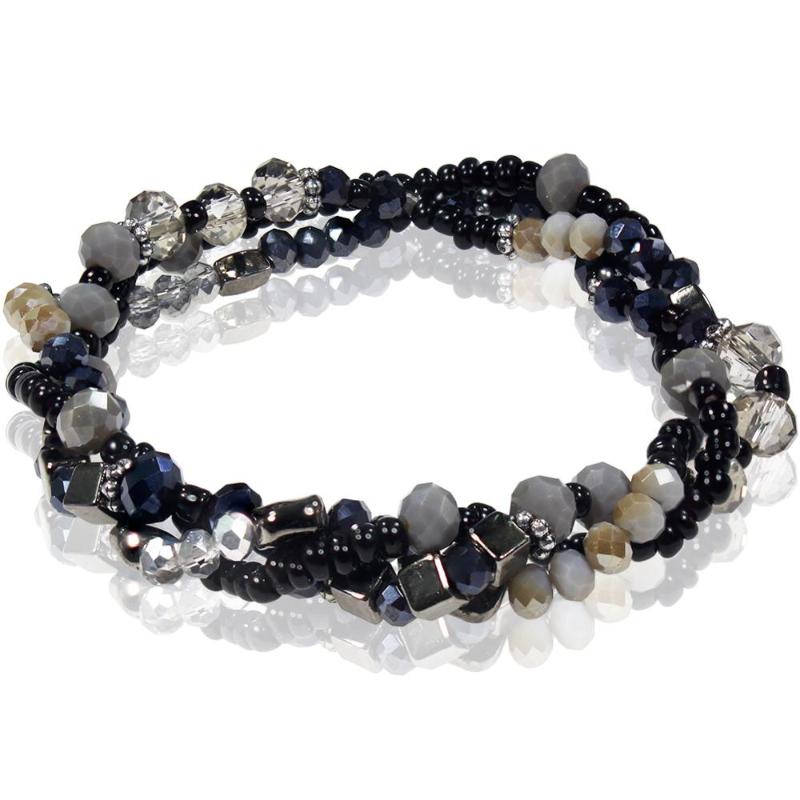 

Facted Glass Crystal Bracelet Set Three Layers Square Bead Handmade Beaded Women Stretch Bracelets Dropship TR1067