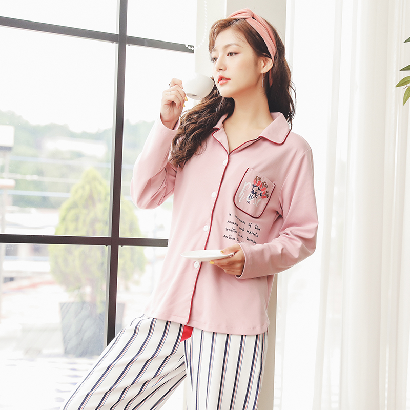

2019 Brand 100% Cotton Women Pajamas Sets 2 Pcs Long Sleeve Home Clothes Female Girls Casual Sleepwear Plus Size 5XL