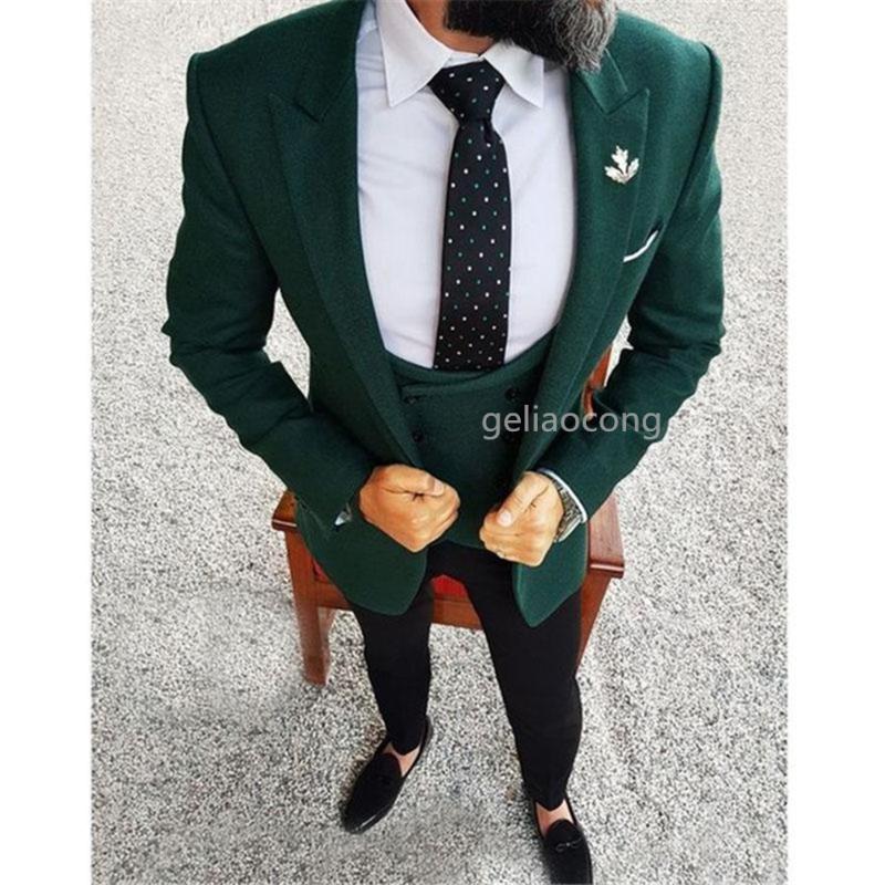 

Custom Made New Men's Suits Green Men Suits Wedding Groom Tuxedos Groomsmen Formal Prom Party Suit 3 piece (Jacket+Pants+Vest, Same as picture