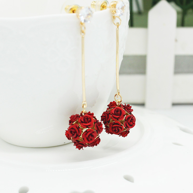 

2019 new design fashion brand jewelry Long rose earrings with elegant temperament earrings for women