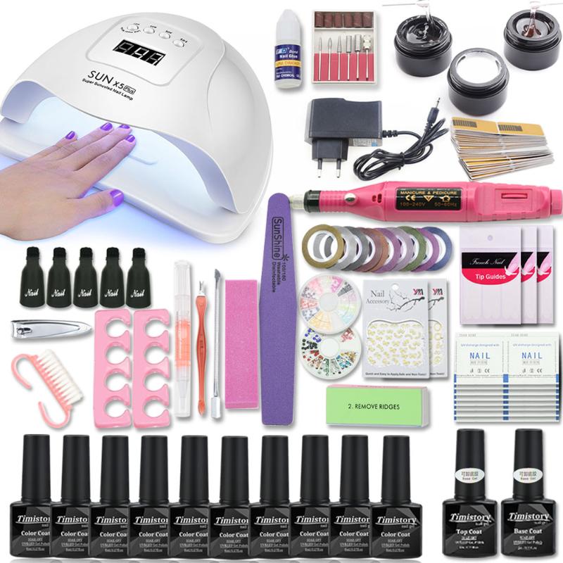 

Manicure Set with Nail Lamp 80/54/36W Nail Set 10 Color UV Gel Polish Kit Tools Art Kits for Manicure files