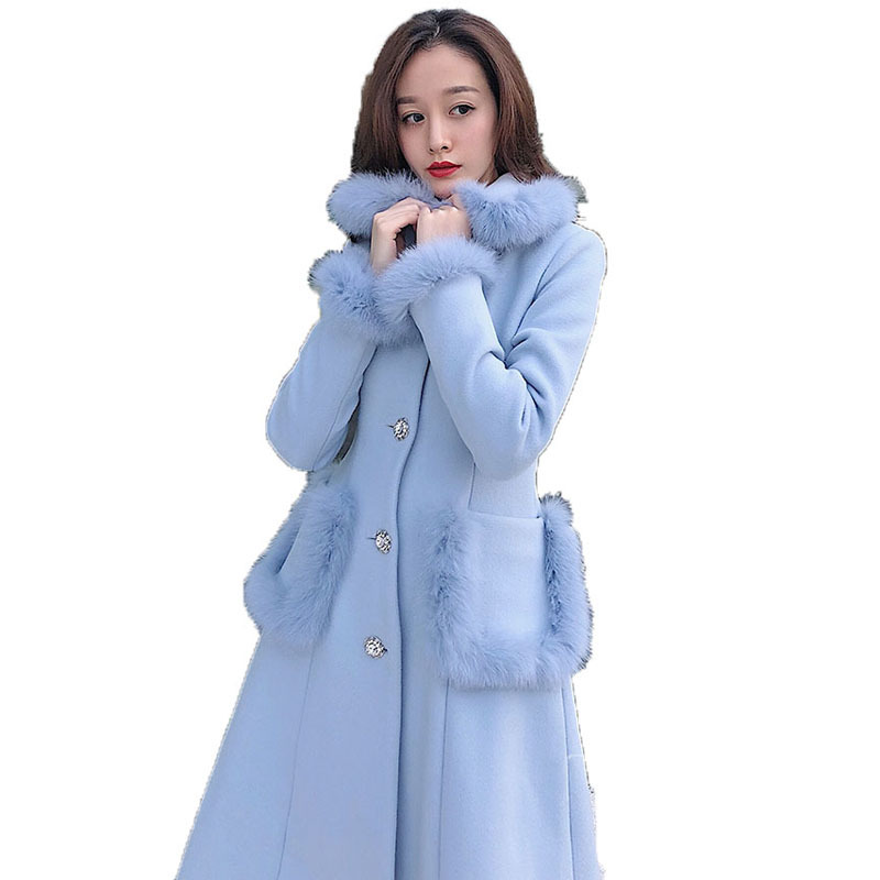 

Autumn Winter Jacket Women Korean Vintage Women Tops Fur Coat Female Jacket Long Woolen Coats Manteau Femme Hiver ZT1708, Blue