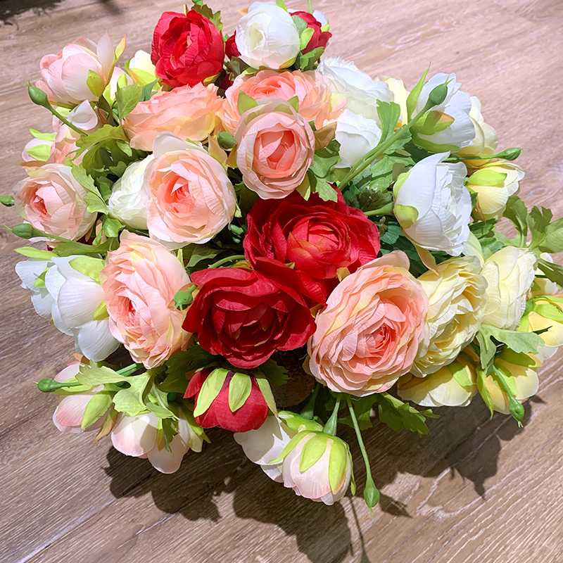 

2020 beautiful rose peony rayon flower family party wedding decoration marigold rose land lotus DIY decoration Camellia, Red