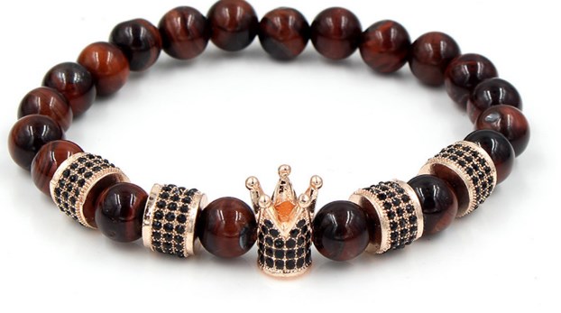 

8mm gbh34 elastic adjusted Charm nature stone Chakra Reiki agate Onyx gold silver Copper cz zircon cubic zirconia Bracelet