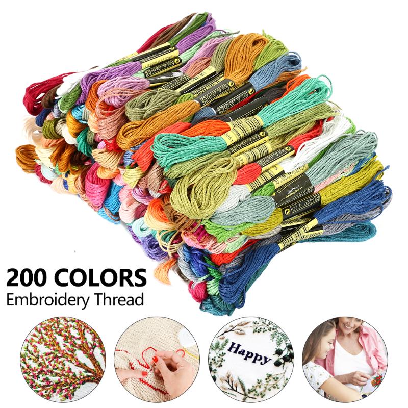 

200 Colors Embroidery Thread Floss Cross Stitch Cotton Sewing Skeins Similar Cross-stitch Kit DIY Sewing Skeins Craft, As pic