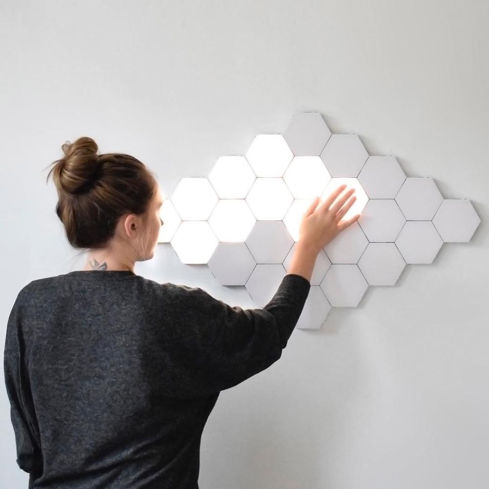 

Fss Quantum Lamp LED Modular Touch Lamp Touch Sensitive Wall Light Hexagonal Magnetic Tiles Night Lights Wall Sconce Bedside