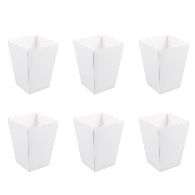 

50Pcs Paper Candy Cartons Popcorn Box Party Supplies White Popcorn Boxes Corn Tub