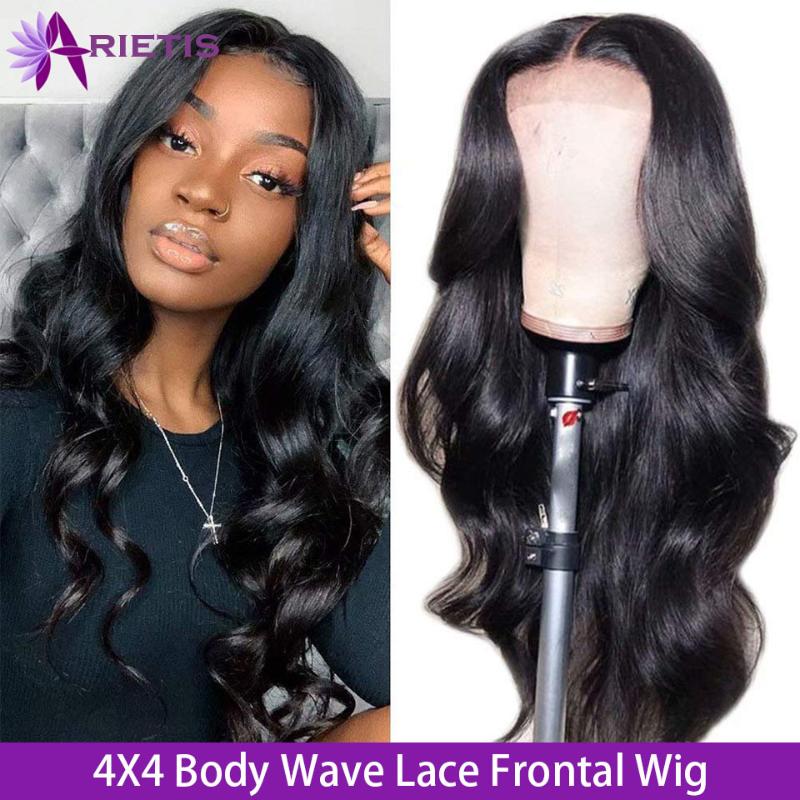 

Arietis Hair 4X4 Body Lace Closure Wig 100% Human Hair Brazilian Wig Remy Lace Closure For Black Women, As pic