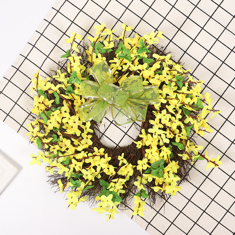 

Artificial Yellow Leaves Wreath Door Hanging Wall Window Wedding Party Christmas Decor Artificial Flower Decorations Wreath Ring, A1