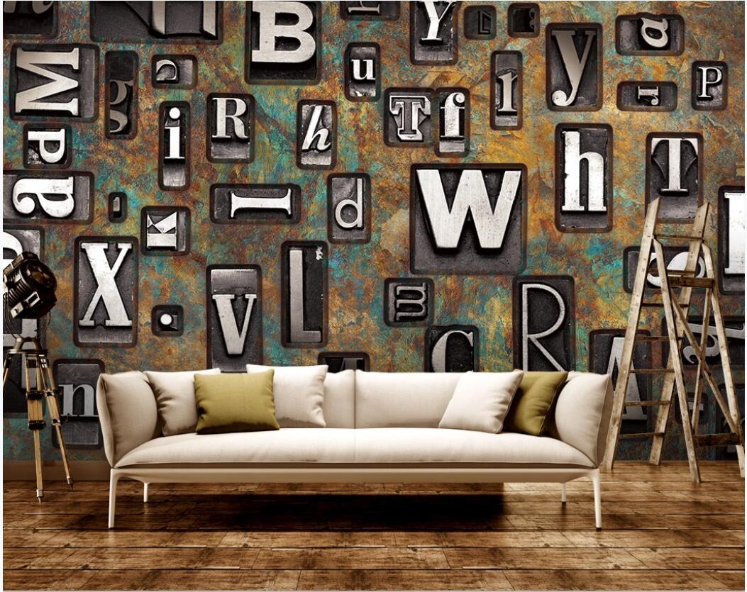 

3d wallpaper custom photo mural 3D English letters retro rusty rusty restaurant background wall wallpaper for walls 3 d, Non-woven