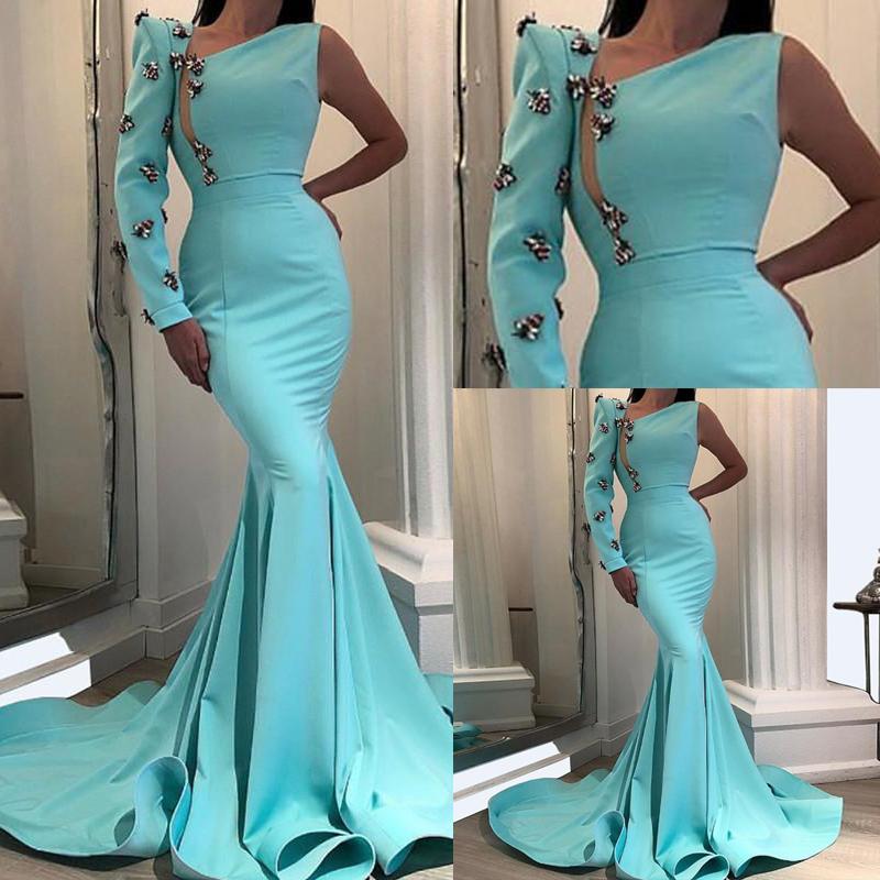 

2020 Dubai Sexy Evening Dresses Mermaid Maxi Arabic Backless Prom Dresses Evening Wear Plus Size Formal Party Gown, Black